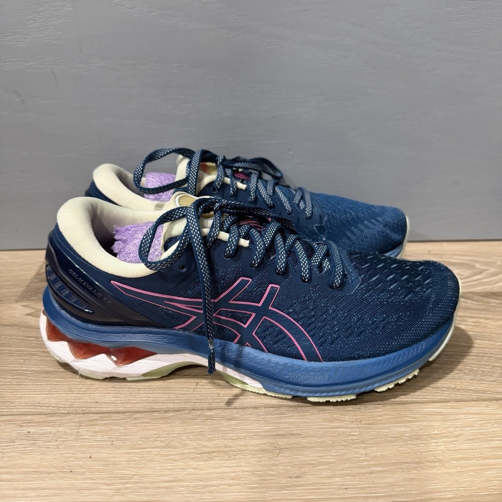 Asics Gel Kayano 27 Womens Size 9 Blue Navy Racing Running Shoes 1012A649
